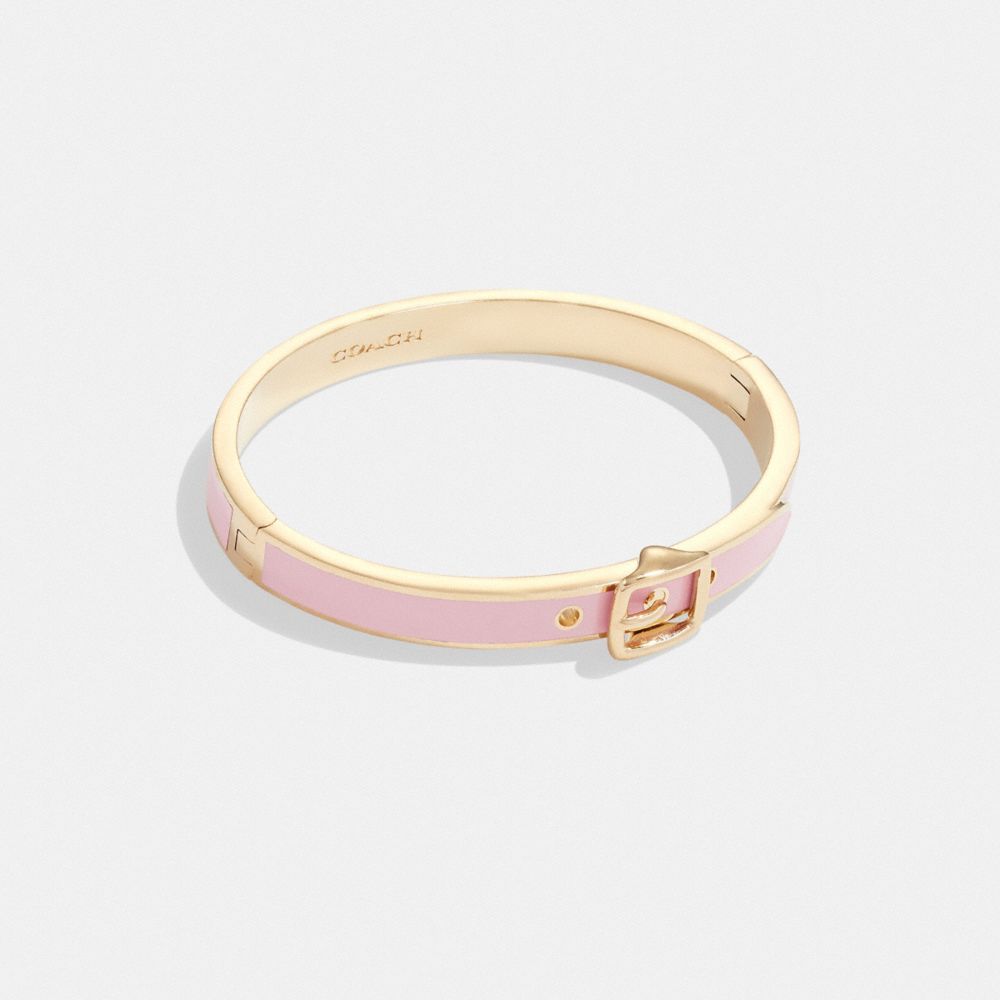 COACH CK106 Buckle Hinged Thin Bangle Gold/Pink