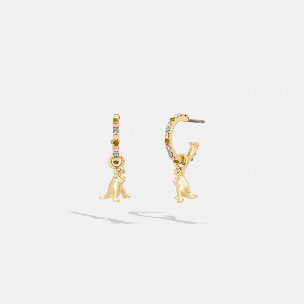 COACH CK107 Rexy Charm Huggie Earrings Gold/Multi