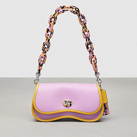 COACH CK113 Wavy Dinky In Coachtopia Leather Violet Orchid/Flax
