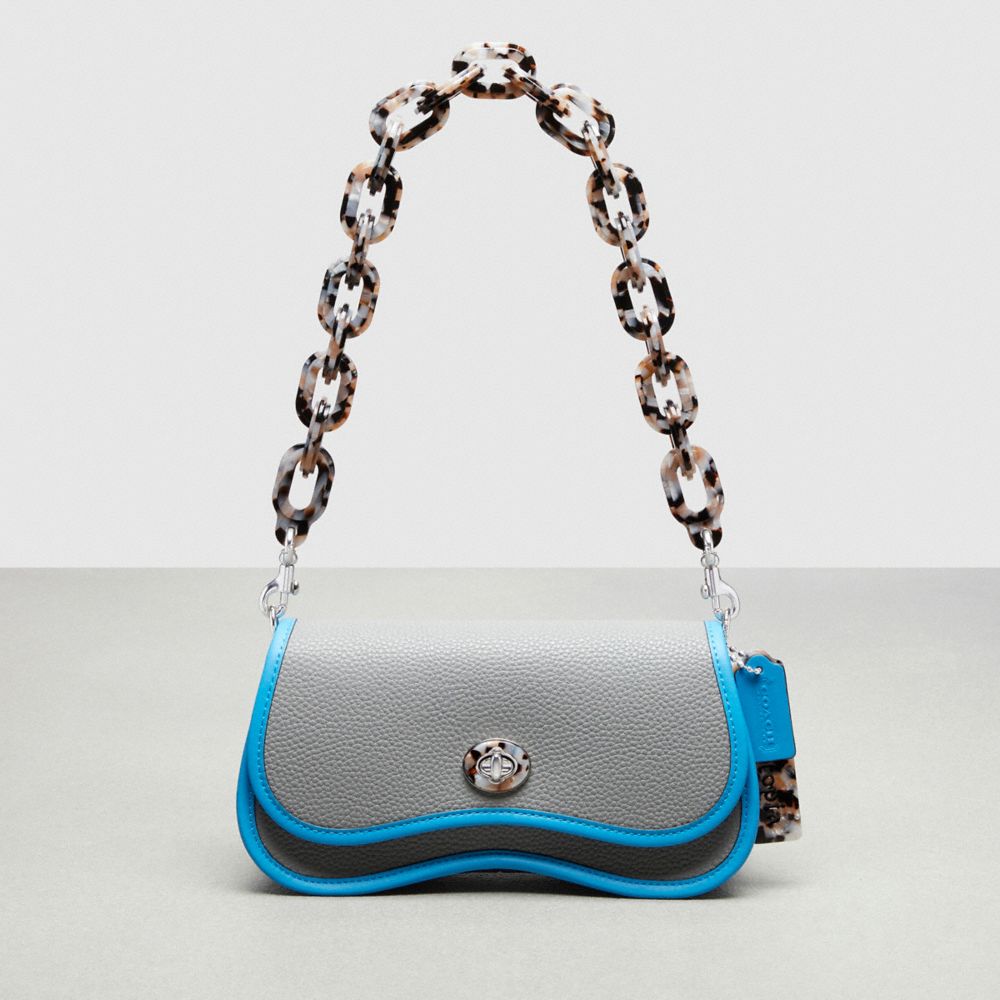 COACH CK113 Wavy Dinky Bag With Crossbody Strap WASHED STEEL/SURF BLUE
