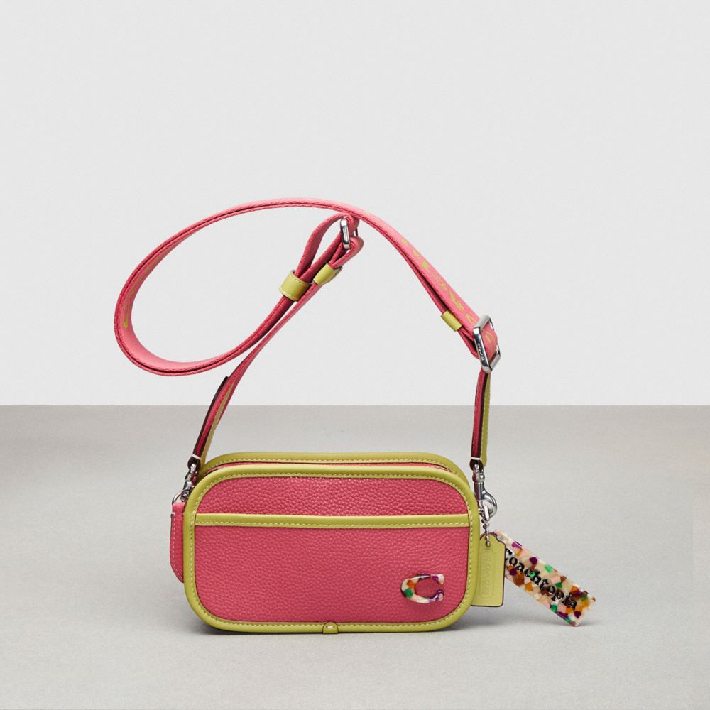 COACH CK114 Crossbody Belt Bag In Coachtopia Leather Strawberry Haze/Lime Green