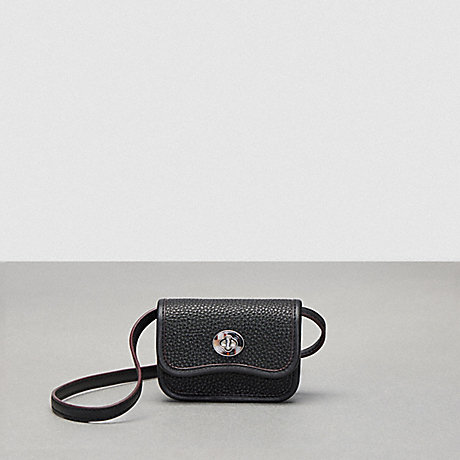 COACH CK122 Wavy Wallet With Crossbody Strap In Coachtopia Leather Black