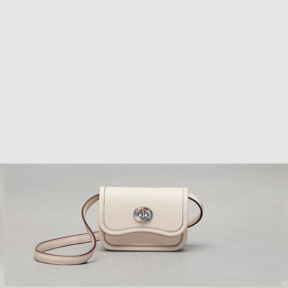 COACH CK122 Wavy Wallet With Crossbody Strap In Coachtopia Leather CLOUD
