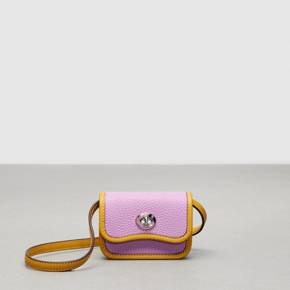Wavy Wallet With Crossbody Strap In Coachtopia Leather - CK122 - Violet Orchid/Flax