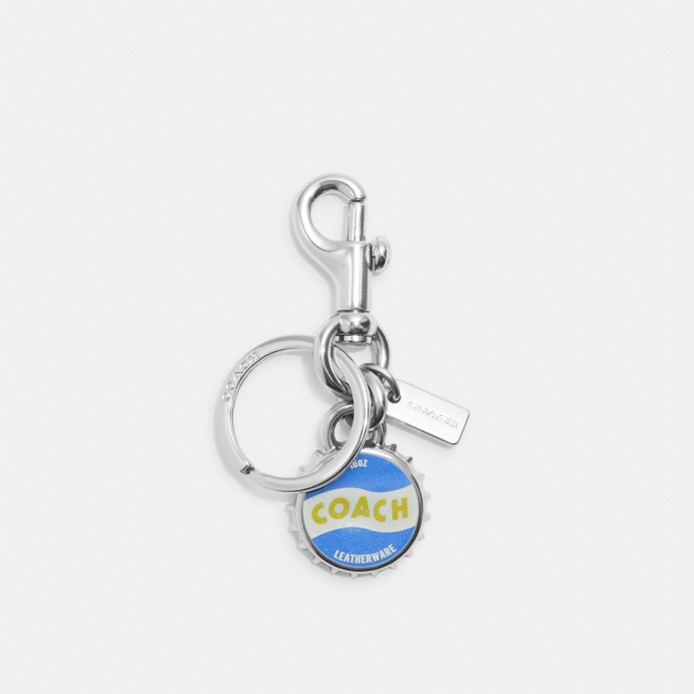 COACH CK142 Bottle Cap Bag Charm SILVER/RACER BLUE MULTI