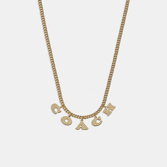CK155 - Coach Pearl Charm Necklace Gold/Pearl