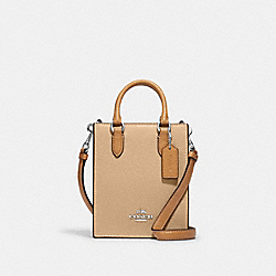 North South Mini Tote In Colorblock - CK170 - Silver/Sandy Beige Multi