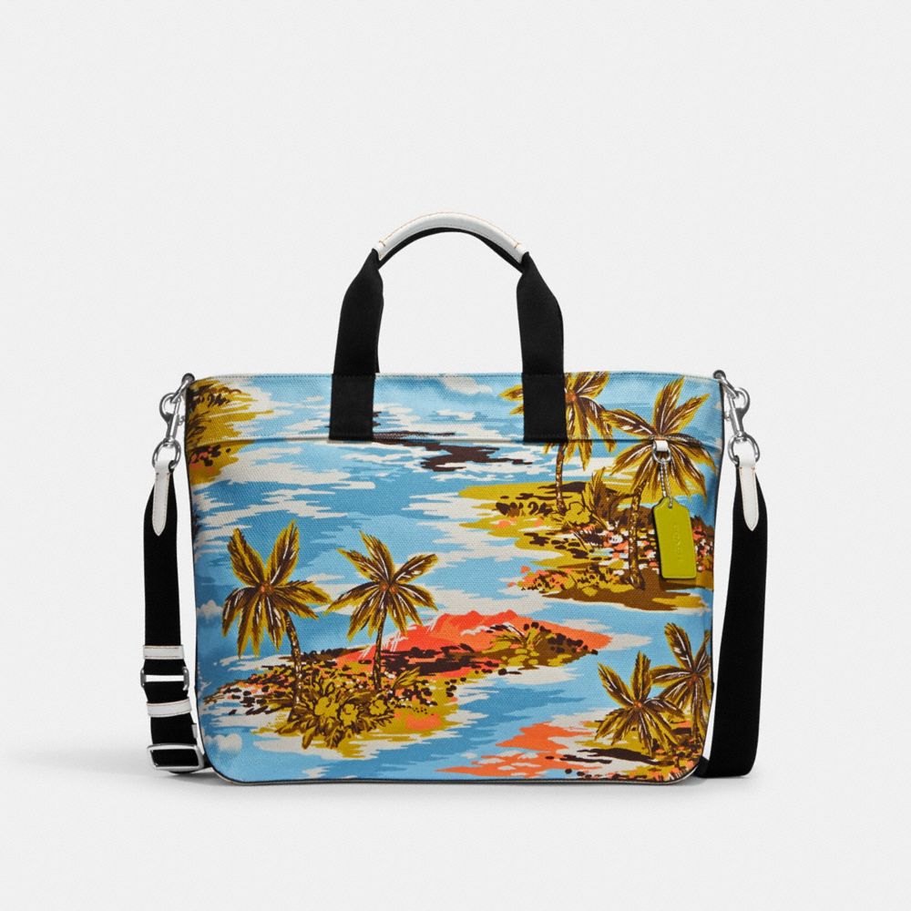 Tote 38 With Hawaiian Print - CK261 - Silver/Blue Multi