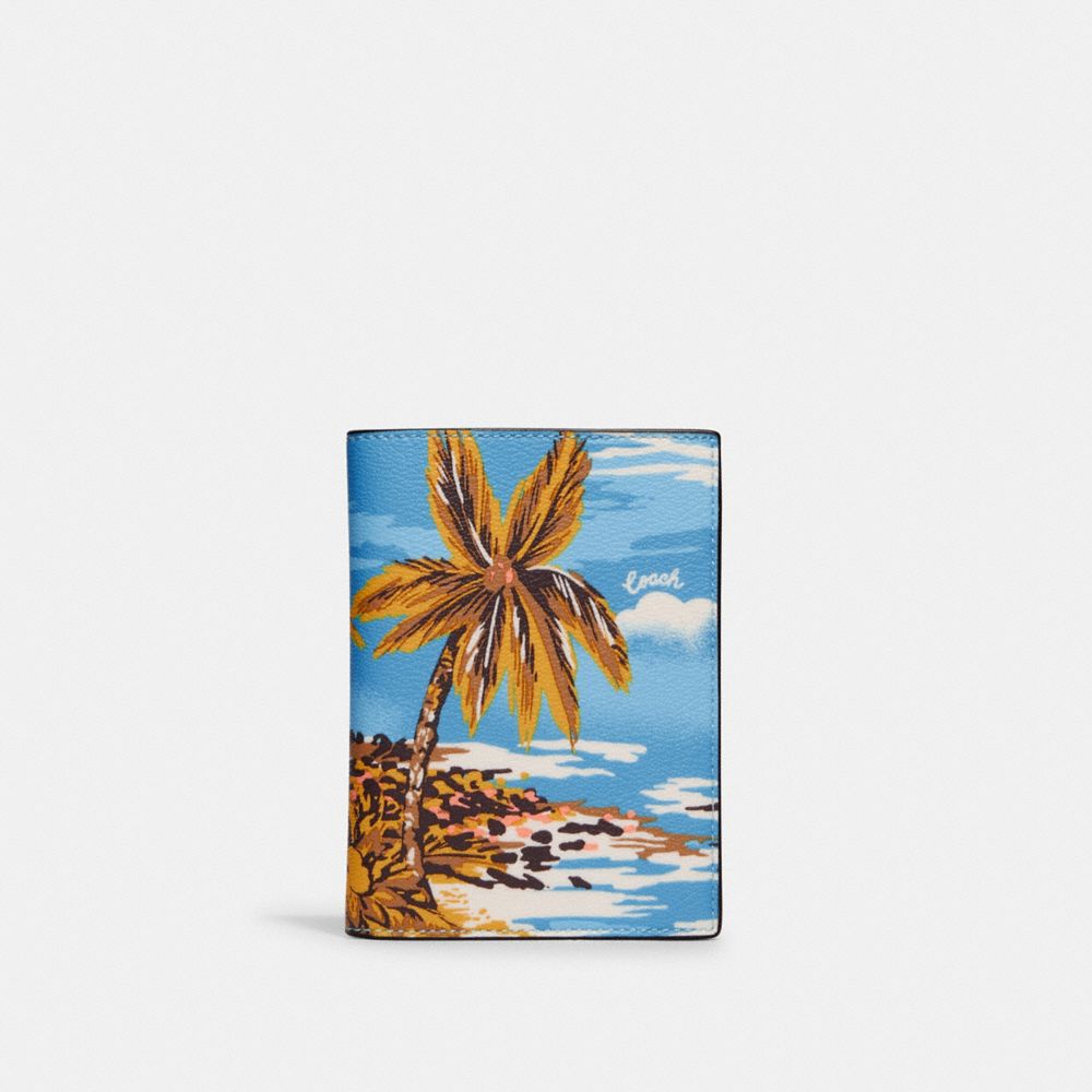 Passport Case With Hawaiian Print - CK380 - Silver/Blue Multi