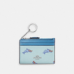 Mini Skinny Id Case With Dolphin Print - CK422 - Silver/Blue Multi