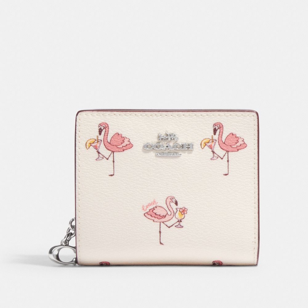 Snap Wallet With Flamingo Print - CK435 - Silver/Chalk/Pink Multi