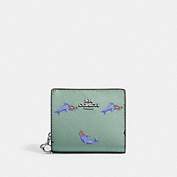 Snap Wallet With Dolphin Print - CK436 - Silver/Blue Multi