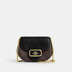 Morgan Card Case On A Chain In Signature Canvas - CK439 - Gold/Brown Black