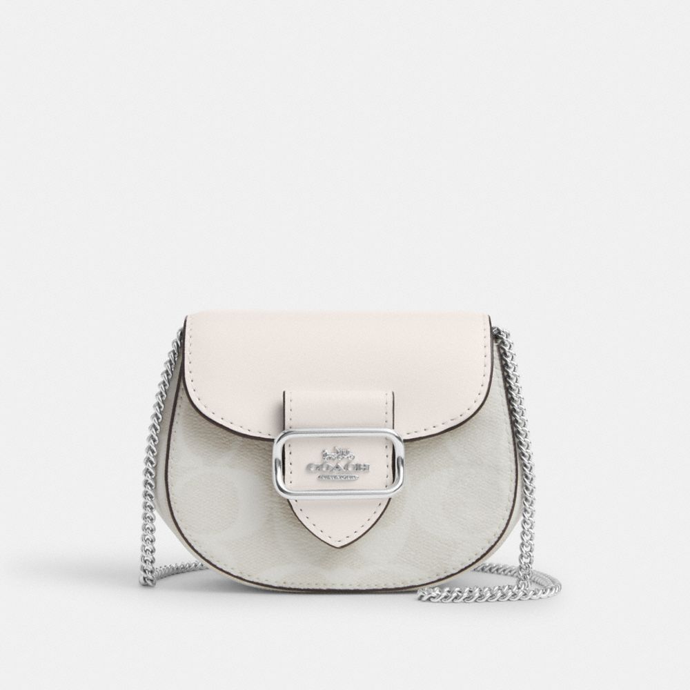 COACH CK439 Morgan Card Case On A Chain In Signature Canvas SILVER/CHALK/GLACIER WHITE