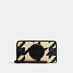 COACH CK443 Dempsey Large Phone Wallet With Houndstooth Print And Patch SILVER/CREAM/BLACK