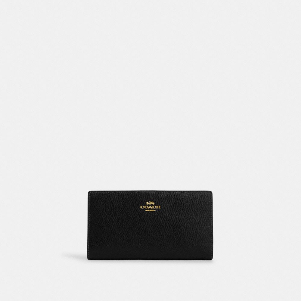 COACH CK444 Slim Zip Wallet GOLD/BLACK