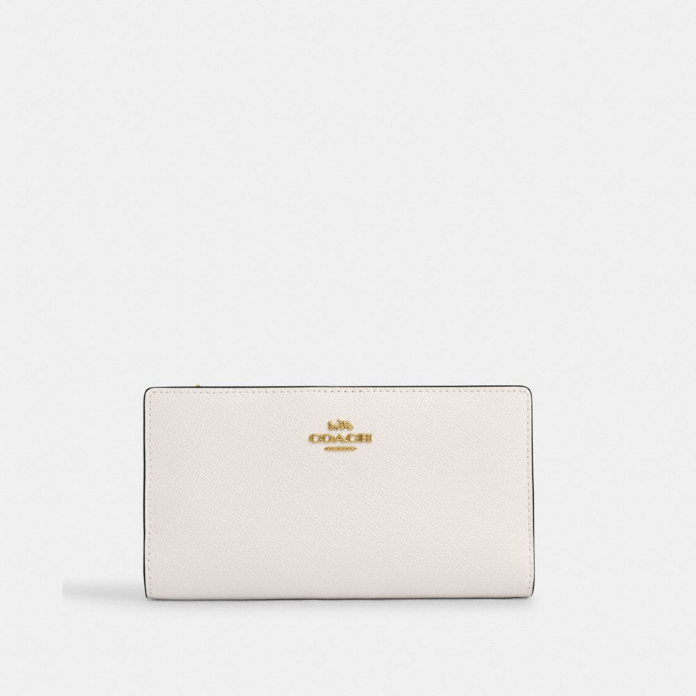 COACH CK444 Slim Zip Wallet GOLD/CHALK