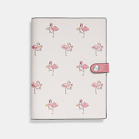 COACH CK448 Notebook With Flamingo Print Silver/Chalk/Pink-Multi