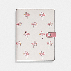 Notebook With Flamingo Print - CK448 - Silver/Chalk/Pink Multi