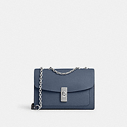 Lane Shoulder Bag With Snake Embossed Leather Detail - CK476 - Silver/Washed Chambray Multi