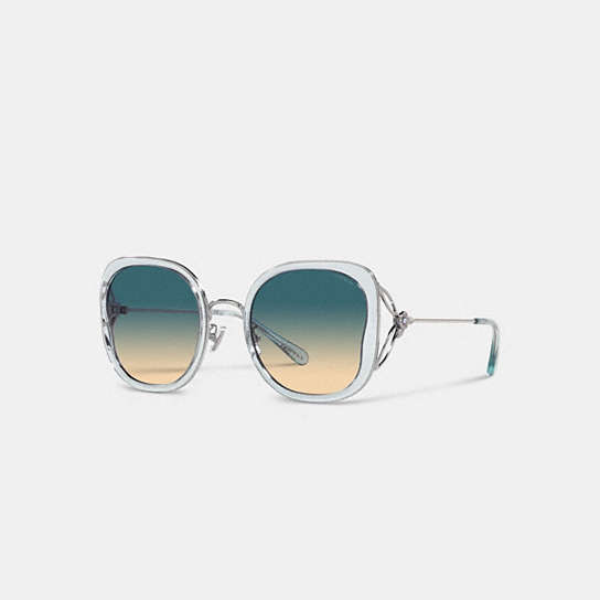 CK483 - Tea Rose Oversized Butterfly Square Sunglasses Transparent Blue