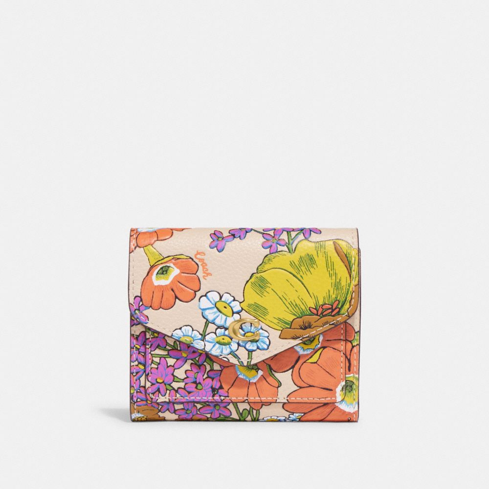 COACH CK501 Wyn Small Wallet With Floral Print Brass/Ivory Multi