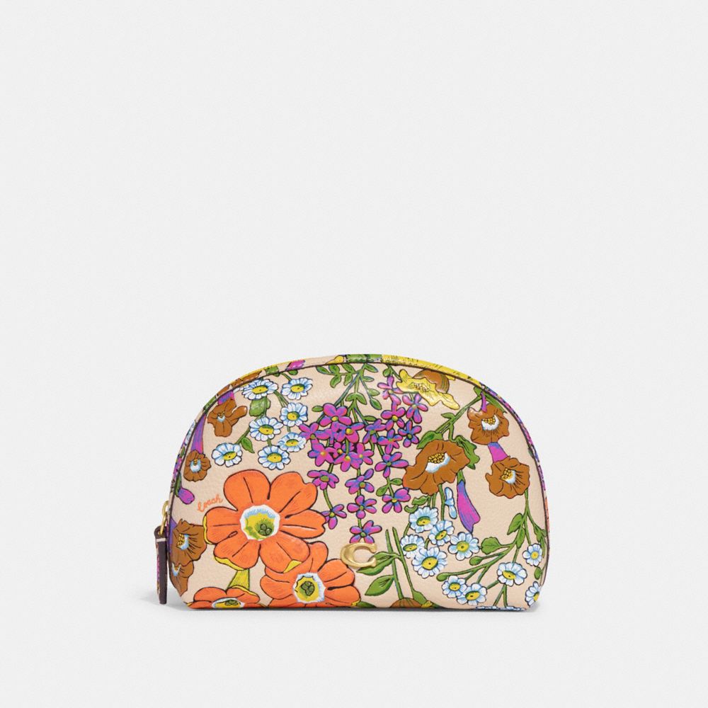 CK505 - Julienne Cosmetic Case 17 With Floral Print Brass/Ivory Multi