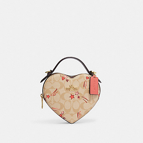 COACH CK523 Heart Crossbody In Signature Canvas With Heart And Star Print Gold/Light-Khaki-Multi