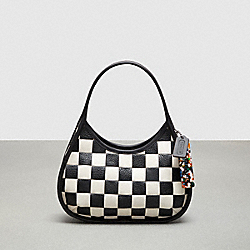 Ergo Bag In Checkerboard Patchwork Upcrafted Leather - CK535 - Black/Chalk