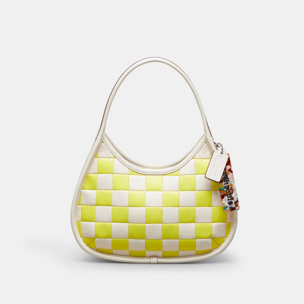 COACH CK535 Ergo Bag In Checkerboard Patchwork Upcrafted Leather Bright Yellow/Chalk