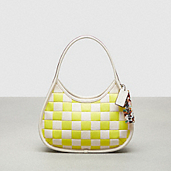 Ergo Bag In Checkerboard Patchwork Upcrafted Leather - CK535 - Bright Yellow/Chalk