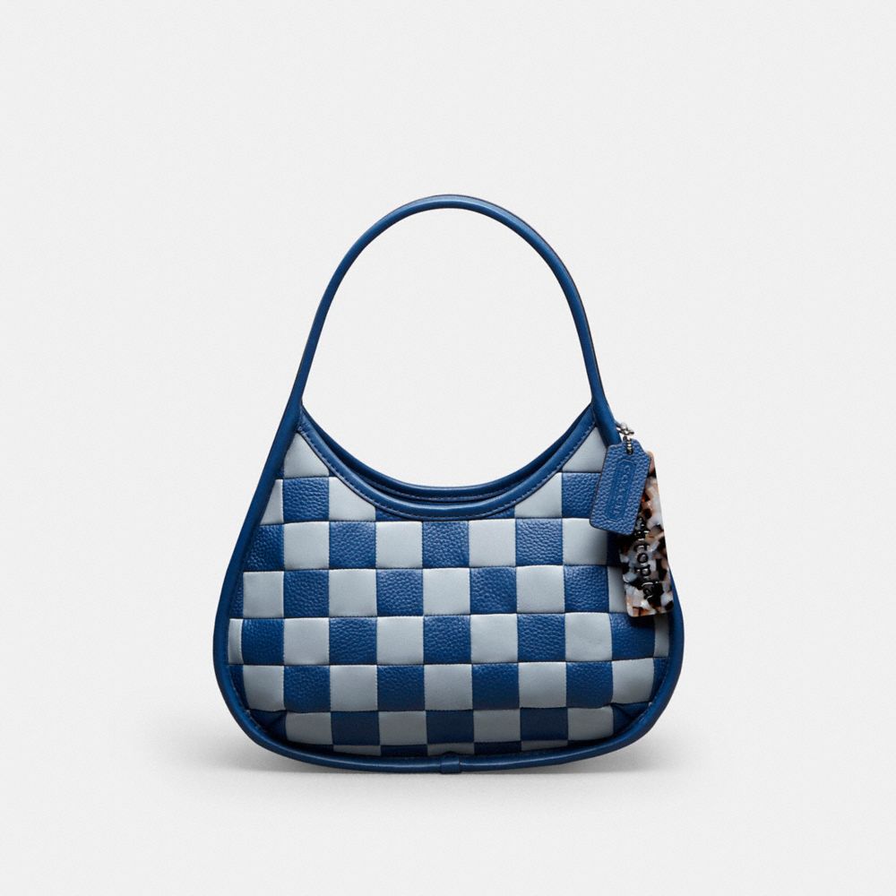 COACH CK535 Ergo Bag In Checkerboard Patchwork Upcrafted Leather GREY BLUE/BLUE