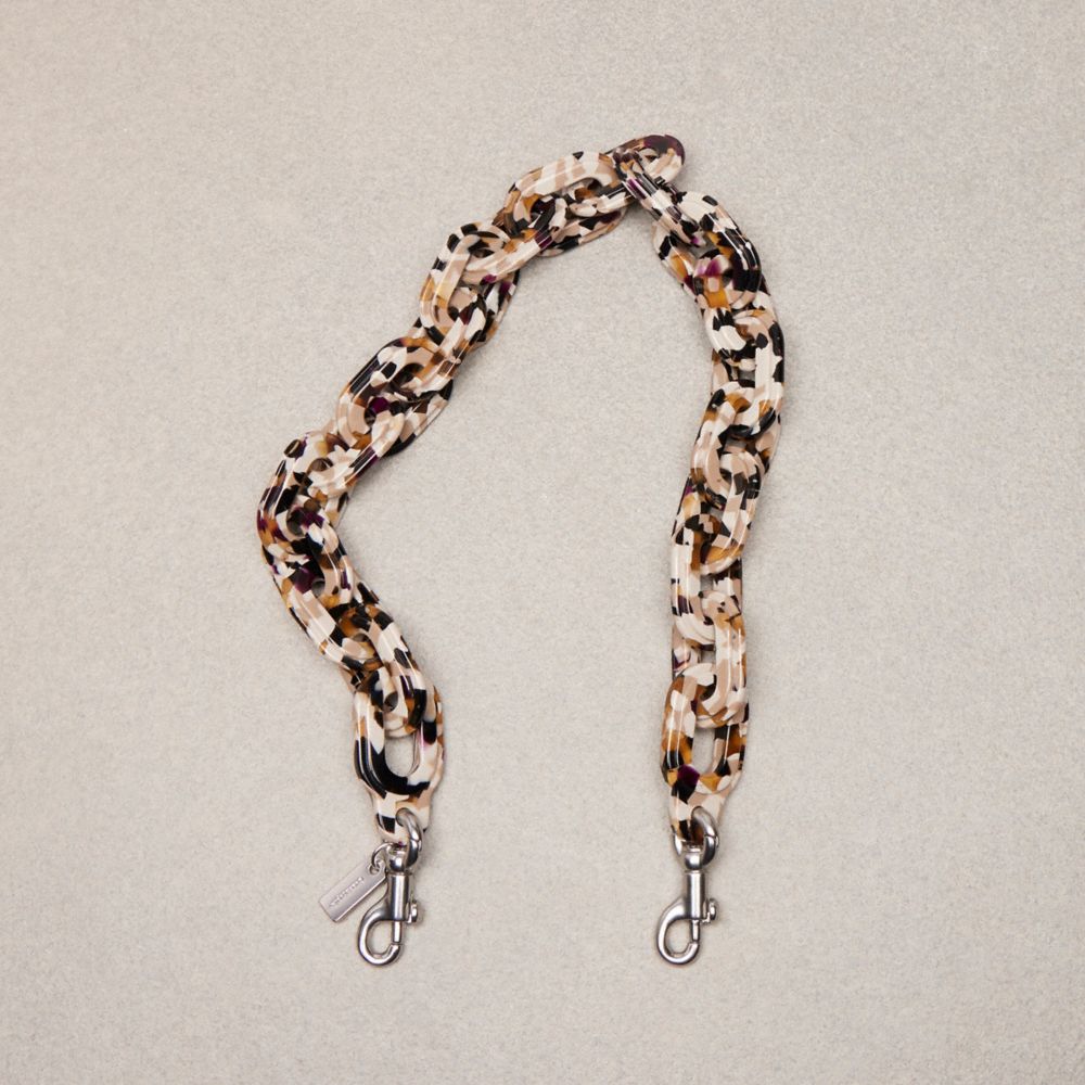 COACH CK544 Short Chain Strap In 70% Recycled Resin BROWN/BLACK MULTI