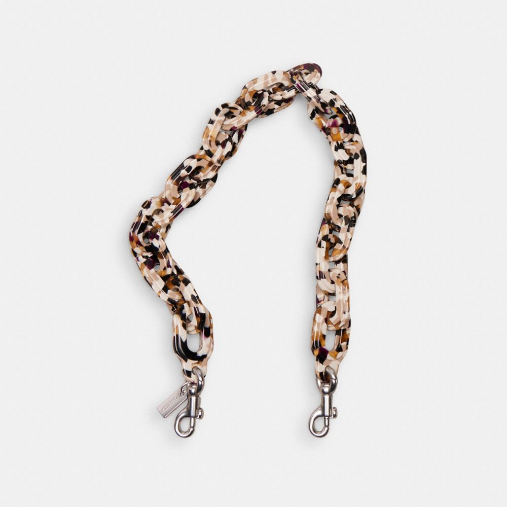 COACH CK544 Short Chain Strap In 70% Recycled Resin BROWN/BLACK MULTI