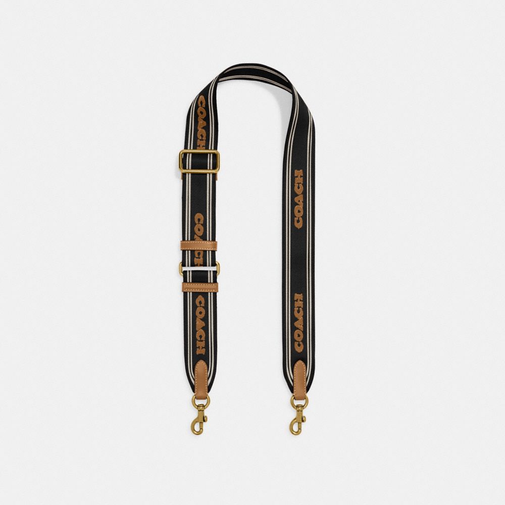 COACH CK547 Colorblock Webbing Strap BRASS/BLACK MULTI