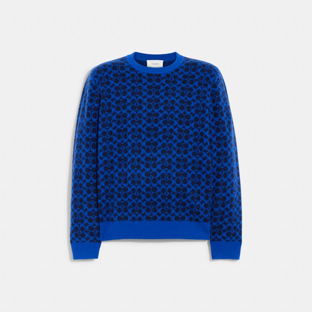 COACH CK699 Signature Sweater Bright Blue