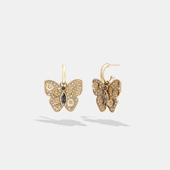 CK741 - Butterfly Huggie Earrings Gold/Clear