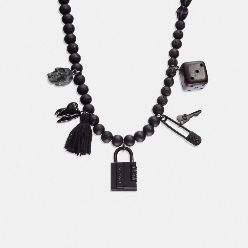 CK744 - Lock Charm Necklace Silver/Black