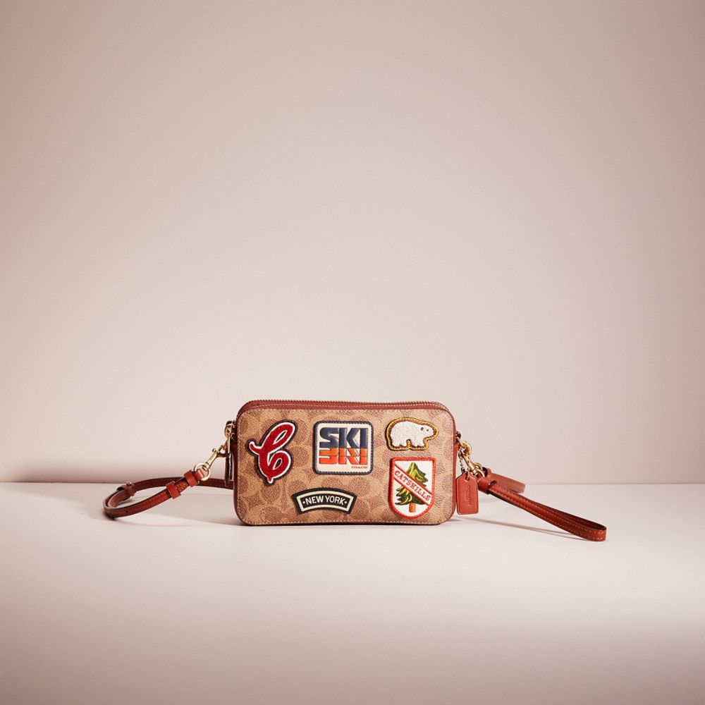 CK768 - Restored Kira Crossbody In Signature Canvas With Patches Brass/Tan/Rust