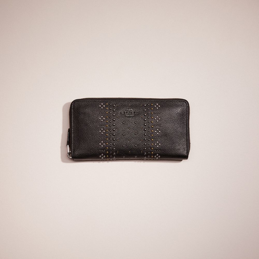 CK782 - Restored Accordion Wallet With Bandana Rivets Gunmetal/Black