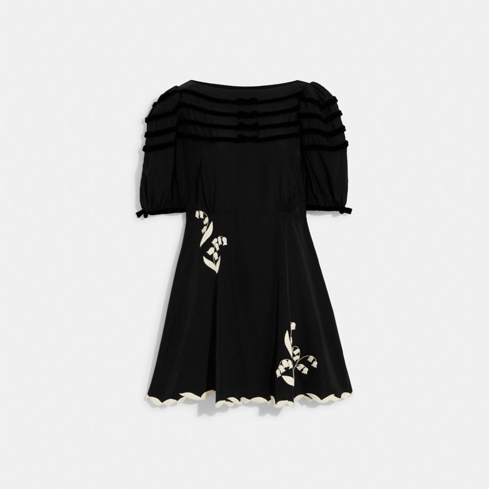 COACH CK806 Babydoll Dress With Velvet Bows Black