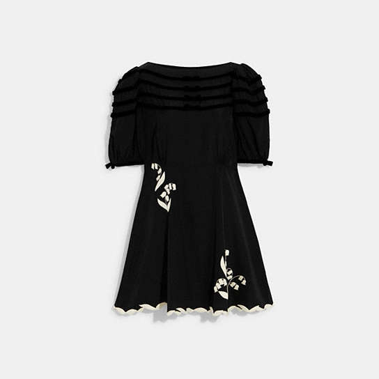 CK806 - Babydoll Dress With Velvet Bows Black