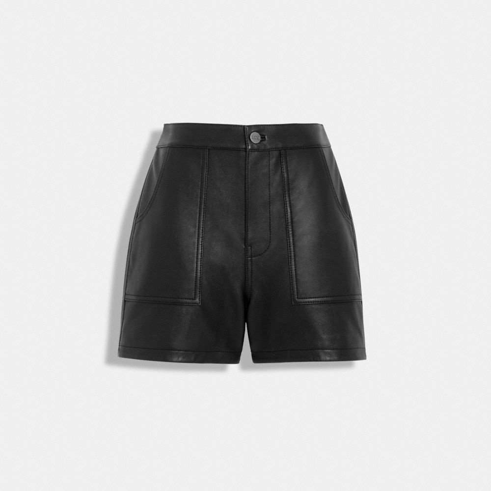 COACH CK962 Leather Shorts Black