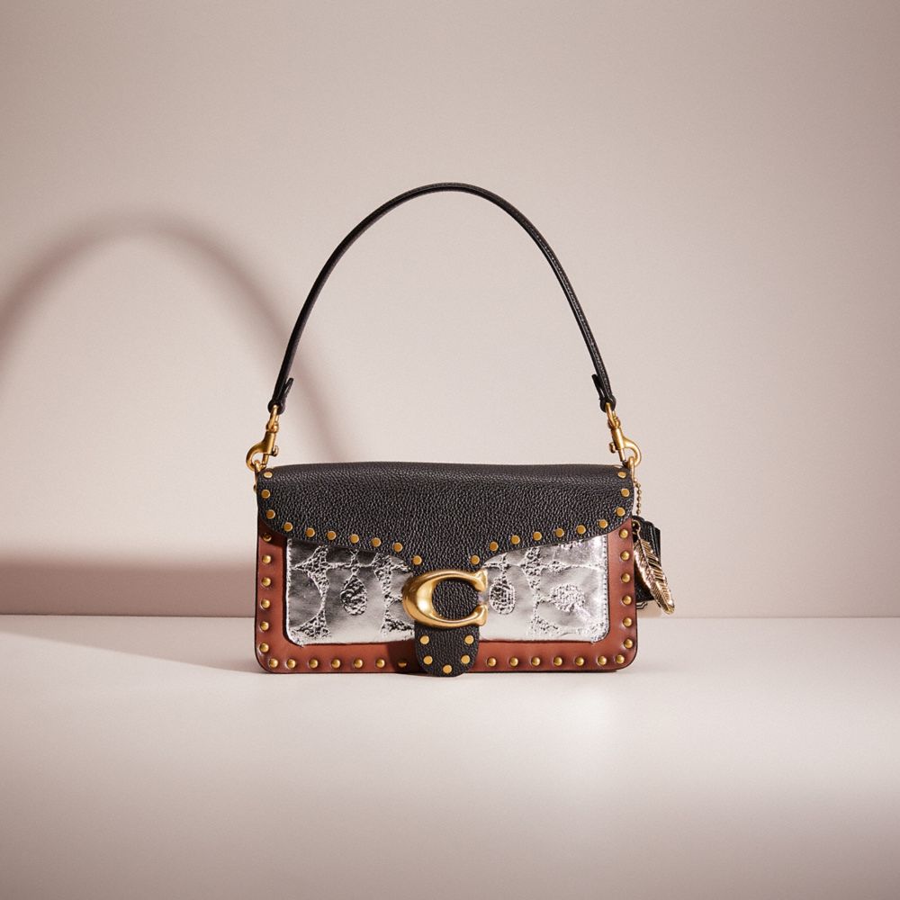 CL089 - Upcrafted Tabby Shoulder Bag 26 With Rivets Brass/Black Multi