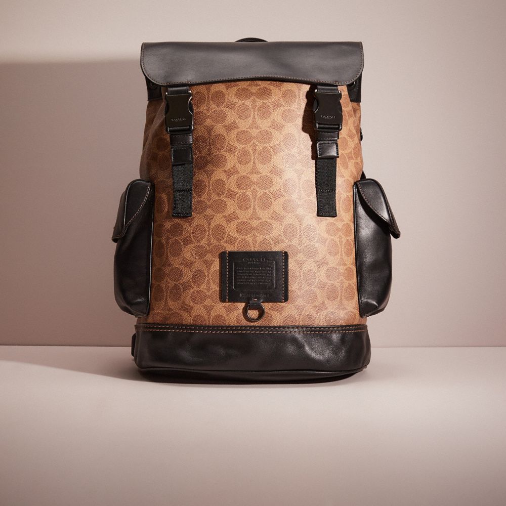 CL185 - Restored Rivington Backpack In Signature Canvas Black Copper/Khaki
