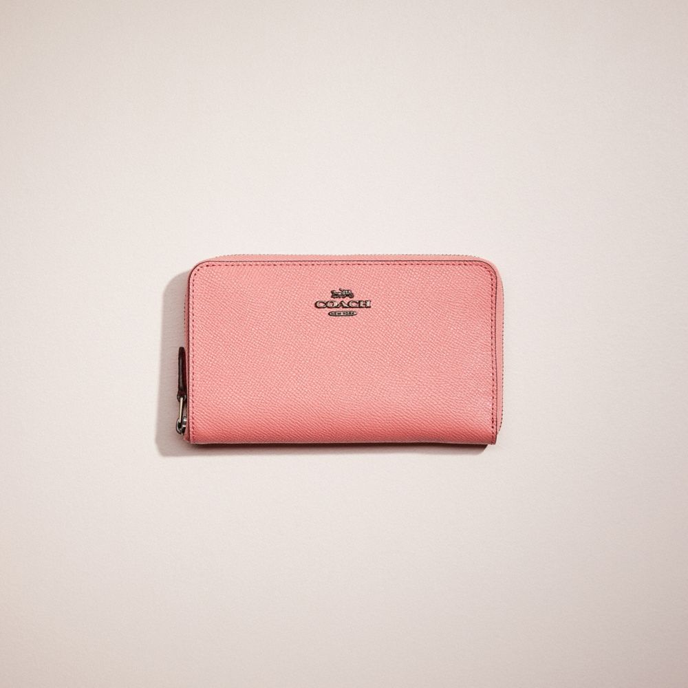 CL195 - Restored Medium Zip Around Wallet Gunmetal/Bright Pink