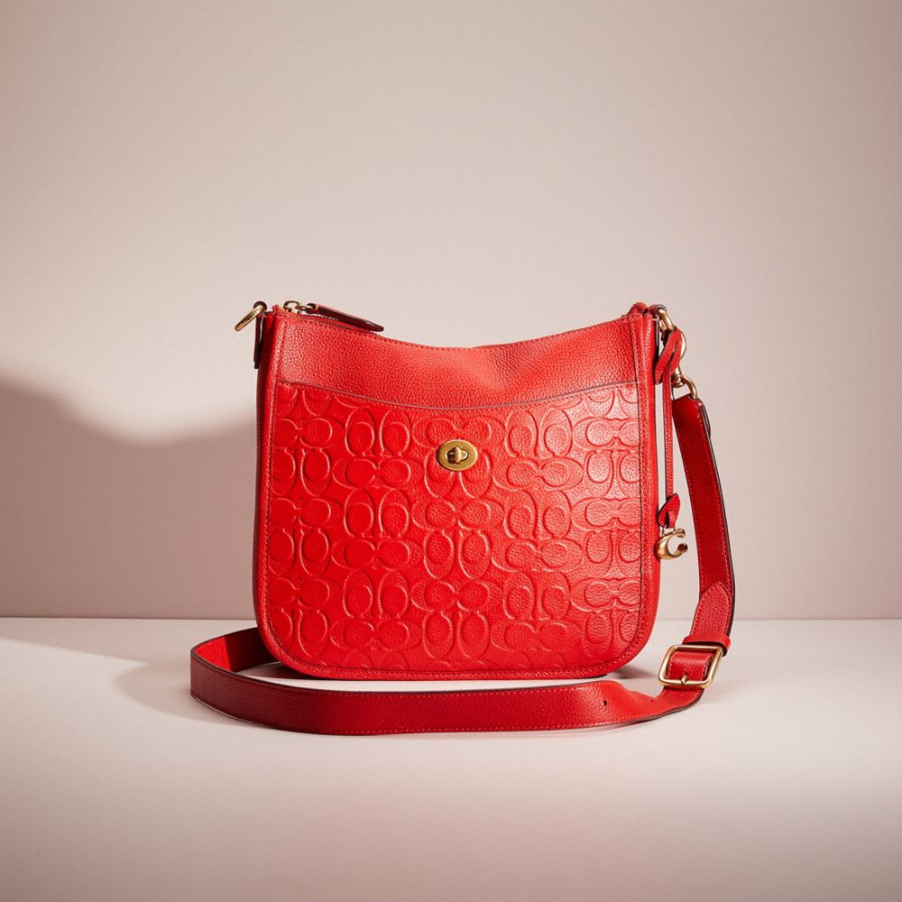 CL220 - Restored Chaise Crossbody In Signature Leather Brass/Red