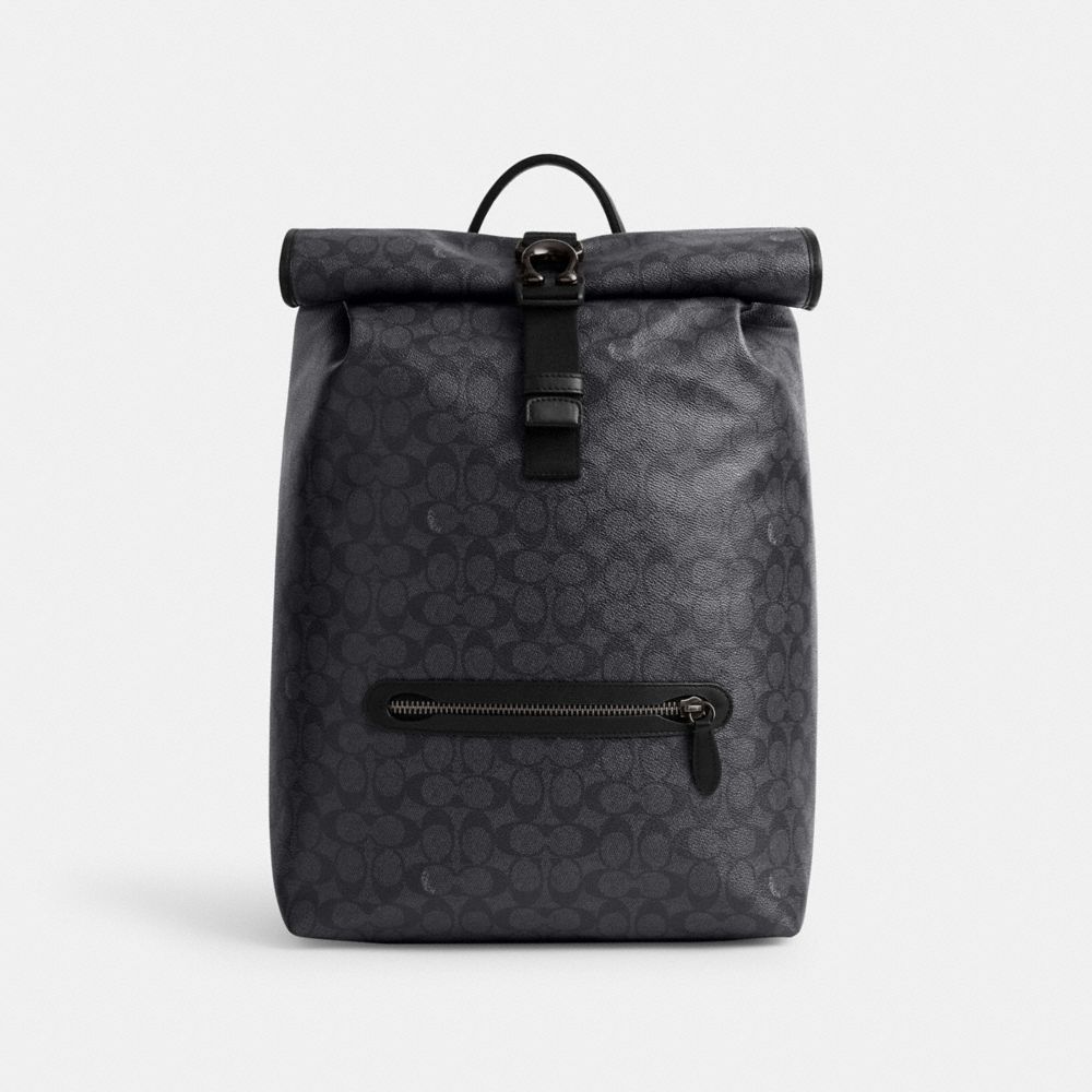 Beck Roll Top Backpack In Signature Canvas - CL252 - Charcoal