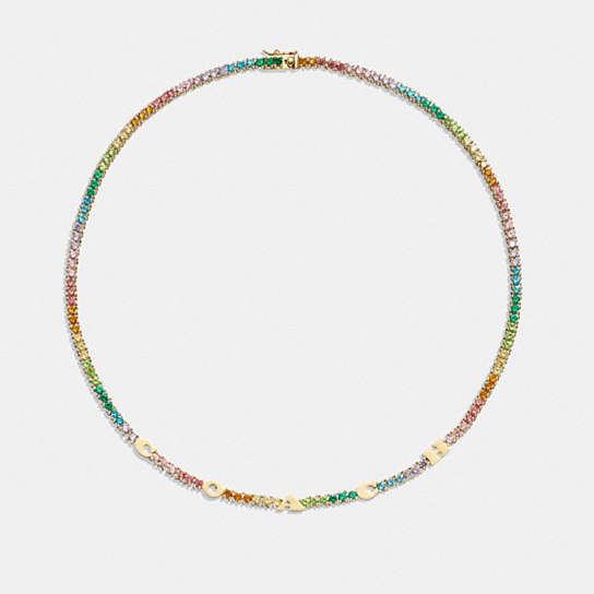 CL257 - Coach Rainbow Tennis Necklace Gold/Multi