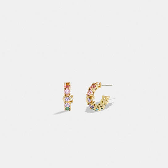 CL260 - Signature Rainbow Tennis Huggie Earrings Gold/Multi
